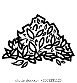 Pile of fallen dry leaves icon illustration isolated on square white background. Simple flat outlined cartoon art styled drawing.