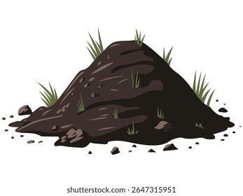 Pilha de solo fértil para jardinagem ilustração de vetor isolado no fundo branco