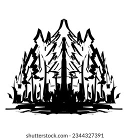 Pile of fir trees illustration doodle