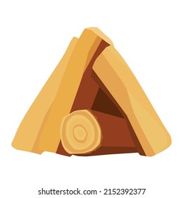Pile of firewood isolated on white background. Vector