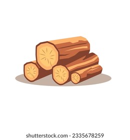 Pile firewood, stacked lumber material, vector illustration