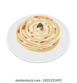 Pile of a Flatbread Parotta Paratha or Canai Vector illustration logo