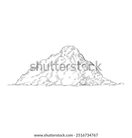 Pile of flour, sugar, protein, spices, seasonings, starch, dry powder sketch drawing