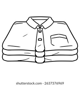 pile of folded clothes illustration hand drawn outline vector