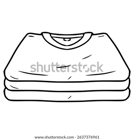pile of folded clothes illustration hand drawn outline vector