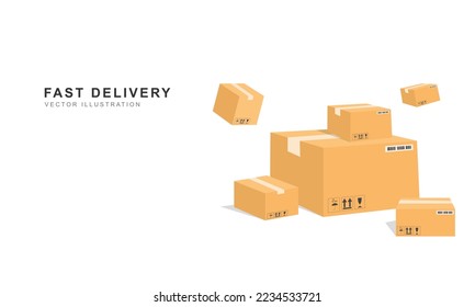 
Pile of folded sealed cardboard boxes, parcels. Falling boxes.Delivery service concept. Business vector illustration. Flat design, c, isolated on white background.cartoon style