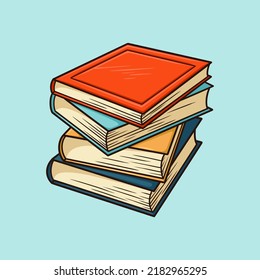 Pile of Four Books Vector Cartoon Illustration