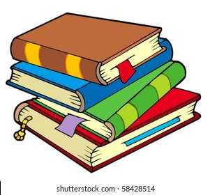 Pile of four old books - vector illustration.