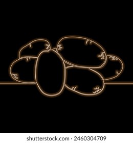 A pile of fresh potatoes on black background icon neon glow vector illustration concept