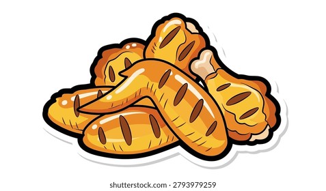 A pile of freshly baked bread rolls