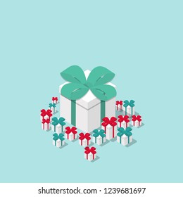 Pile of gift boxes isolated on background