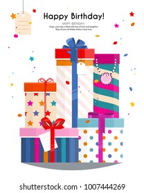 Pile of gift boxes for your birthday or christmas. Lots of presents in flat style.