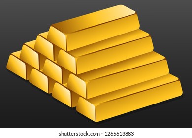 Pile of gold bar graphic vector