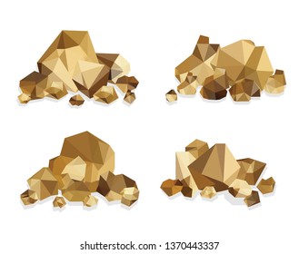 Pile of gold, coal heaps of gold rocks