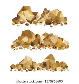 Pile of gold, coal heaps of gold rocks