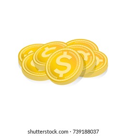 A pile of gold coins isolated on a white background illustration. Vector EPS 10 available.