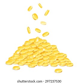 A Pile Of Gold Coins On A White Background. Eps10.