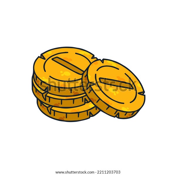 Pile Gold Coins Outline Cartoon Icon Stock Vector (Royalty Free ...