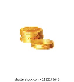 Pile of gold coins in pixel art, money, 8 bit, 16 bit