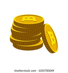 Pile of golden bitcoins