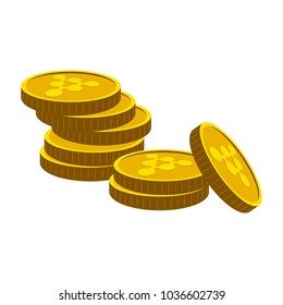 Pile of golden bitcoins