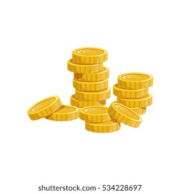 Pile Of Golden Coins, Hidden Treasure And Riches For Reward.  Game Design Variation