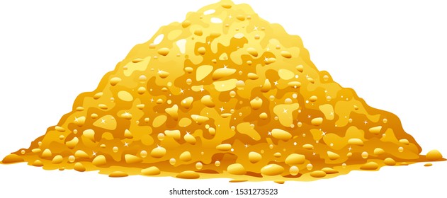 Pile of golden nugget, big bright treasure of gold ore, wealth concept illustration, precious stone or lump of golden stone