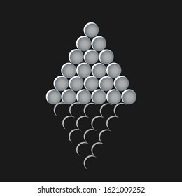 Pile Of Grey Balls with glossy effect