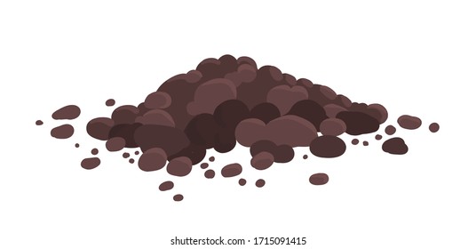 Pile of ground, heap of soil. For agricultural needs. Soil for growing plants. Vector illustration isolated on white background.