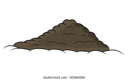 Pile of ground, heap of soil - vector illustration isolated on white background.