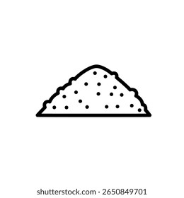 Pilha de contorno de terra ou areia. Heap de solo ou esboço de sujeira para construção.