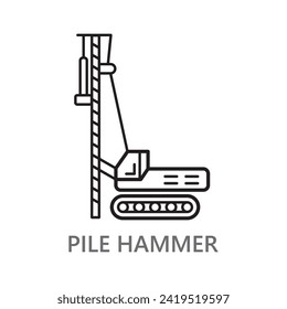 Pile Hammer icon. line vector icon on white background. high quality design element. editable linear style stroke. vector icon. 