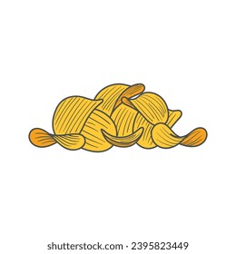 Pile Heap of Crispy Potato or Cassava Chips Vector Illustration