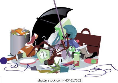 Pile of household trash, EPS 8 vector illustration, no transparencies