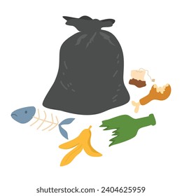 Pile of household trash illustration