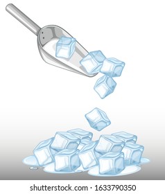 Pile Of Ice And Metal Spoon Illustration