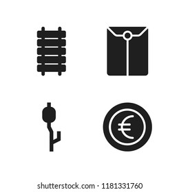 pile icon. 4 pile vector icons set. coin, dossier and railroad with wood planks icons for web and design about pile theme