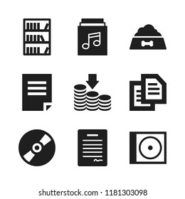 pile icon. 9 pile vector icons set. compact disc, document paper and dog food icons for web and design about pile theme