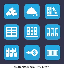 pile icon. Set of 9 filled pile icons such as mud, ground heap, cargo box, binder
