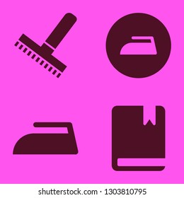 pile icon set with rake, book and iron vector illustration
