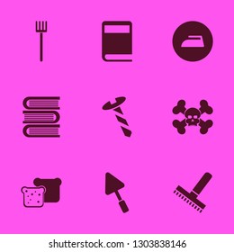 pile icon set with trowel, pitchfork and iron vector illustration