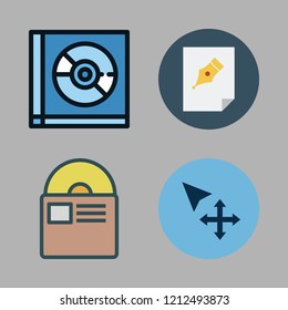 pile icon set. vector set about file, compact disc and move icons set.