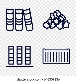 Pile icons set. set of 4 pile outline icons such as mud, cargo box