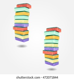 Pile of kitchen colorful sponges composition low and high resolution triangle mesh realistic vector eps10