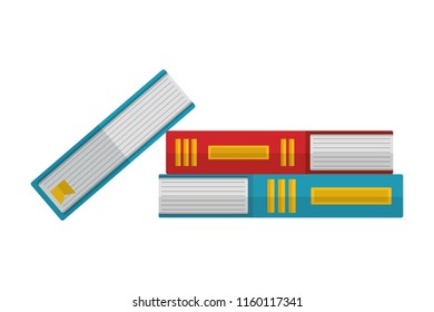 pile of library books isolated icon