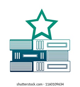 pile of library books with star isolated icon