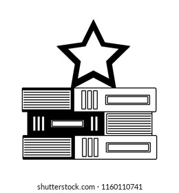pile of library books with star isolated icon