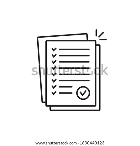 Pile of license or contract documents icon. Concept of doc checkup with approve seal or correct pact vector.