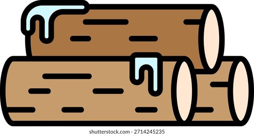 Pile of Logs with Dripping Sap Vector Icon