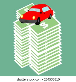  Pile Of Money And Car Made In Vector  